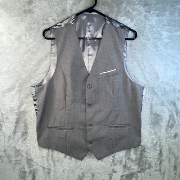 Other - Mens Grey Formal Dress Vest Size L Polyester Viscose Wedding Prom Suit